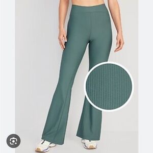 Old Navy Teal ribbed high rise Flare leggings/ Pants